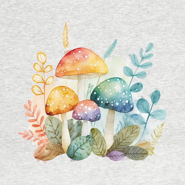 Watercolor Toadstools by Artsy Sharo